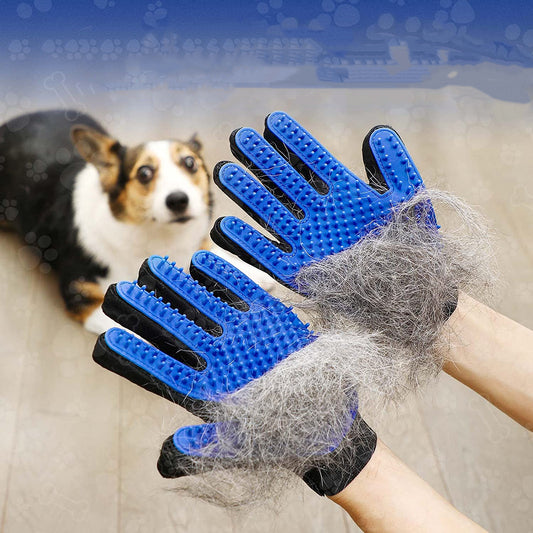 1 par de guantes de aseo para mascotas - cepillo suave para remover pelo de perros y gatos - masajes y estimula la circulación - fácil de usar y limpiar