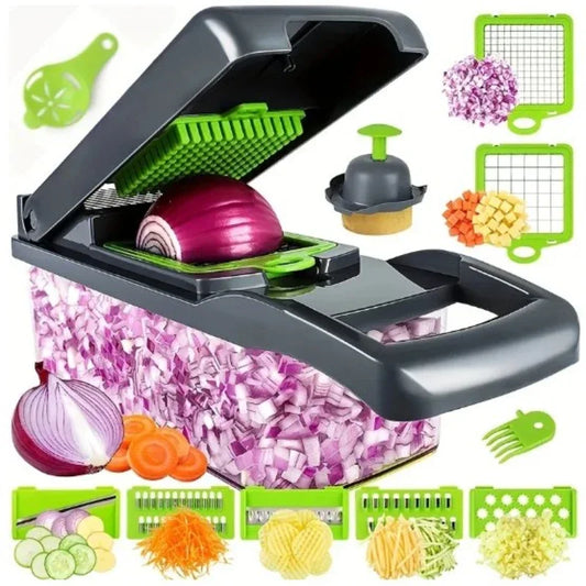 14/16 in 1 Multifunctional Vegetable Chopper Slicer Shredder with Basket Fruit Slicer Potato Shredder Carrot Grind Home Gadgets